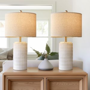 Arcvibe 23" Contemporary Ceramic Lamp Pair