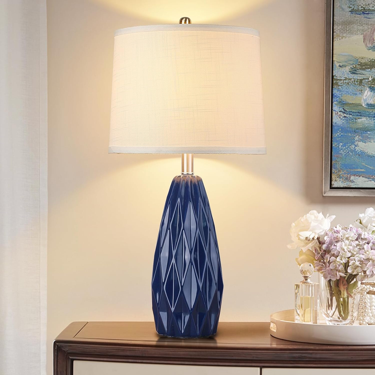 25" Deep Navy Blue Accent Table Lamp