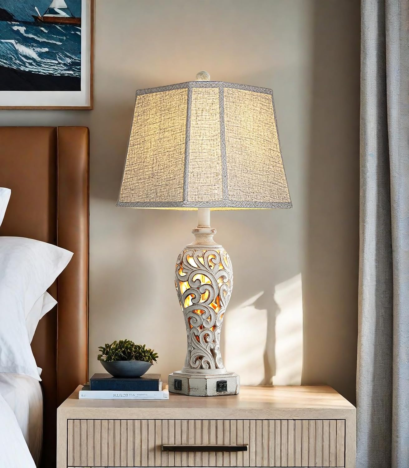 25" Country-Style Lamp for Bedroom & Living Room